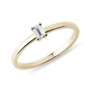 Prsten ze žlutého zlata s diamantem v brusu emerald KLENOTA