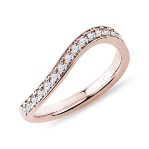 Dámský prsten vlnka s diamanty v růžovém zlatě KLENOTA