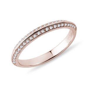 Snubní prsten s dvojřádkou diamantů v růžovém zlatě KLENOTA
