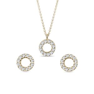 Set diamantových šperků s motivem kruhu ve zlatě KLENOTA