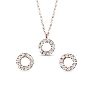 Set kruhových šperků s diamanty v růžovém zlatě KLENOTA