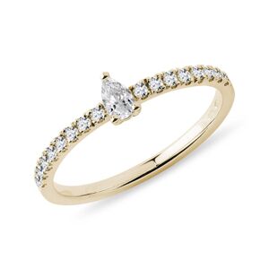 Prsten s diamantem kapka a brilianty ve žlutém zlatě KLENOTA