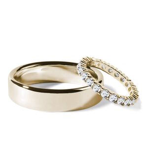 Sada eternity & hladký snubní prsten ve žlutém zlatě KLENOTA