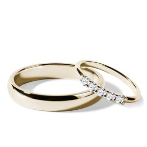 Sada snubních prstenů s diamanty ve žlutém zlatě KLENOTA
