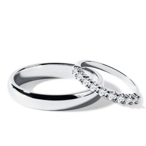 Souprava snubních prstenů s diamanty v bílém zlatě KLENOTA