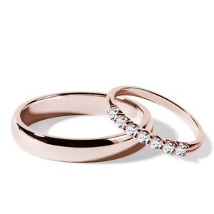 Sada snubních prstenů s diamanty v růžovém zlatě KLENOTA