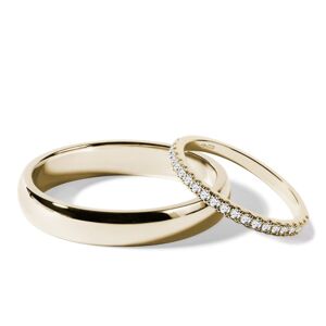 Half eternity a hladký snubní prsten ve žlutém zlatě KLENOTA