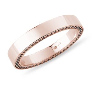 Pánský prsten s černými diamanty v růžovém zlatě KLENOTA
